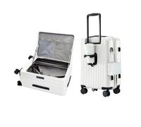 Bagaglio espandibile con portabicchieri, bagaglio rigido approvato TSA con ruote girevoli, valigia con apertura superiore per viaggi, bianco, carry on 20 inch, Bagaglio rigido espandibile con apertura