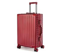Bagaglio rigido con ruote doppie girevoli a 360°, telaio in alluminio, serratura TSA, guscio in lega ABS+PC, asta in alluminio, maniglia di rimbalzo automatico, valigia impermeabile, Rosso, 50,8 cm