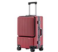 Bagaglio Valigia Trolley Bagaglio Rigido Con Tasca Frontale, Valigia Con Telaio In Alluminio, Lucchetto TSA, Bagaglio A Mano Valigie Trolley (Color : Rot, Size : 20 inch)