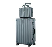 Bagaglio Valigia Trolley Set Di Valigie Da 2 Pezzi Con Ruote Girevoli, Blocco Password, Custodia Rigida Da 14 Pollici Valigie Trolley (Color : Grün, Size : 26in)