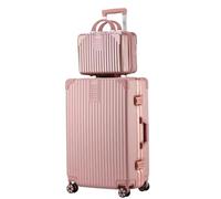 Bagaglio Valigia Trolley Set Di Valigie Da 2 Pezzi Con Ruote Girevoli, Blocco Password, Custodia Rigida Da 14 Pollici Valigie Trolley (Color : Rosa, Size : 24in)