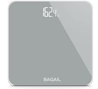 BAGAIL Bilancia da bagno, bilancia digitale con sensori ad alta precisione e vetro temperato, ultrasottile, tecnologia Step-on, display trasparente - Grigio