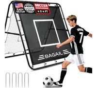BAGAIL Rete Rebounder Doppio Lato, Pali Dipinti Rinforzati, Angoli Regolabili, Struttura Foderabile, Rete Rebound con Target per Allenamento Abilità, Obiettivi Calcio Portatili per Giardino