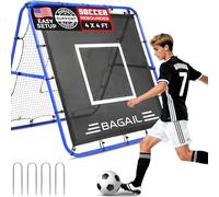 BAGAIL Rete Rebounder Doppio Lato, Pali Dipinti Rinforzati, Angoli Regolabili, Struttura Foderabile, Rete Rebound con Target per Allenamento Abilità, Obiettivi Calcio Portatili per Giardino