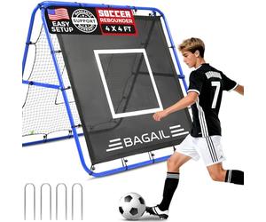 BAGAIL Rete Rebounder Doppio Lato, Pali Dipinti Rinforzati, Angoli Regolabili, Struttura Foderabile, Rete Rebound con Target per Allenamento Abilità, Obiettivi Calcio Portatili per Giardino