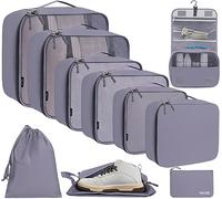 BAGAIL Set da 10 cubi da viaggio di varie dimensioni Organizer da viaggio per accessori da viaggio Bagaglio a mano Valigia - Grigio