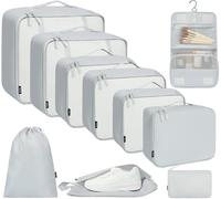 BAGAIL Set da 10 cubi da viaggio di varie dimensioni Organizer da viaggio per accessori da viaggio Bagaglio a mano Valigia - Grigio chiaro