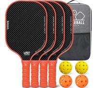 BAGAIL Set di racchette da pickleball, racchette con 4 palline, leggere - Elevato assorbimento degli urti - Ergonomiche, adatte per partite indoor e outdoor, Arancione