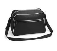 BagBase Bg014blac, Borsa a Tracolla retrò Unisex Adulti, Nero e Bianco, M