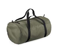 BagBase BG150OLBK, Pack Away-Borsa a Cilindro Unisex-Adulto, Verde Oliva/Nero, M