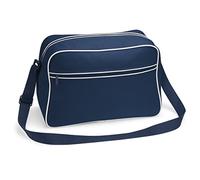 BagBase Borsa a tracolla Bg014fnav retrò Unisex-Adulto French Navy White 40 x 28 x 18 cm