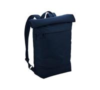 BagBase Simplicity - Zaino roll-top - Marina francese, zaino per computer portatile in poliestere riciclato idrorepellente con scomparto imbottito da 15,6", chiusura magnetica, tasche multiple