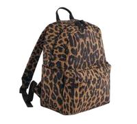 BagBase Zainetto Mini Leopard Print - Zaino piccolo da donna realizzato per personalizzazione, poliestere riciclato GRS, tasca frontale con cerniera, tasche laterali, cinghie imbottite e pannello