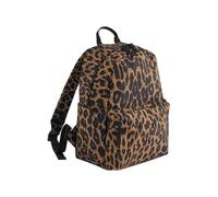 BagBase Zainetto Mini Leopard Print - Zaino piccolo da donna realizzato per personalizzazione, poliestere riciclato GRS, tasca frontale con cerniera, tasche laterali, cinghie imbottite e pannello