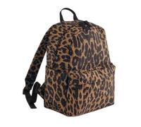BagBase Zaino leopardato - Zaino ecologico leopardato con 100% poliestere riciclato GRS, scomparto per laptop, tasca frontale con cerniera, tasche laterali, cinghie imbottite e pannello posteriore