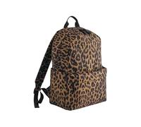 BagBase Zaino leopardato - Zaino ecologico leopardato con 100% poliestere riciclato GRS, scomparto per laptop, tasca frontale con cerniera, tasche laterali, cinghie imbottite e pannello posteriore