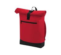 BagBase Zaino Roll-Top - Classic Red, Zaino per laptop compatibile fino a 15,6", scomparto imbottito per laptop, tasca frontale con cerniera, comode cinghie imbottite e pannello posteriore