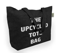 BagCouture Grande borsa per il trasporto in cotone riciclato 60 × 40 × 14 cm - borsa in tessuto da 340 g/m² con manici larghi - robusta borsa per la spesa con fondo - grigio o nero, Nero / Tote Bag