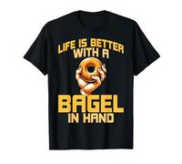 Bagel Lover Men Women Gifts Funny Life's Better with a Bagel Maglietta