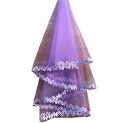 BAGELSEVEN Velo Sposa Velo da Sposa cattedrale 10 Colori Bianco Rosa Viola Nero Avorio Velo da Sposa Bordo in Pizzo Velo da Sposa(Light Purple,200cm)