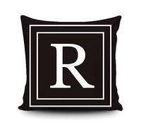 Bageyou, federa per cuscino con lettera bianca monogramma R e righe con lettere dell'alfabeto inglese, decorazione quadrata per letto divano e divano, 45,5 x 45,8 cm, stampa fronte/retro