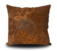 BAGEYOU Federa per cuscino in lino marrone, rame, vecchio metallo arrugginito, ad alta risoluzione, arancione, rustico, decorativo, per divano, camera da letto, auto, 50 x 50 cm, per divano
