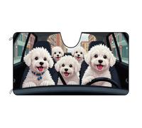 BAGEYOU Parabrezza per auto Bichon Frise Family Vehicle Front Parabrezza Parasole UV Ray Reflector Sun Protector Parasole, Mantenere il veicolo fresco, 140 x 76 cm