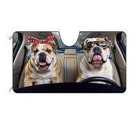 BAGEYOU Parasole anteriore per auto con bulldog inglese, decorazione per auto, parasole, protezione dai raggi UV, mantiene il veicolo fresco, 140 x 76 cm