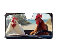 BAGEYOU Parasole anteriore per auto, con gallo e gallina, parasole, protezione dai raggi UV, per mantenere il veicolo fresco, 140 x 76 cm