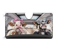 BAGEYOU Parasole anteriore per auto, divertente, con mucca, decorazione per auto, parasole, raggi UV, riflettore, protezione solare, mantiene il veicolo fresco, 140 x 76 cm