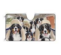 BAGEYOU Parasole anteriore per auto, motivo: cani di montagna bernese, decorazione per veicoli, visiera parasole, raggi UV, riflettore, protezione solare, mantiene il veicolo fresco, 130 x 68 cm