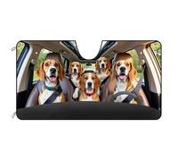 BAGEYOU Parasole anteriore per auto per cani Beagle Family Decor parasole parasole per veicolo con raggi UV riflettore, mantiene il veicolo fresco, 140 x 76 cm