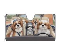 BAGEYOU Parasole anteriore per auto per cani, Shih Tzu, decorazione per la famiglia, parasole per veicoli con raggi UV, riflettente, protegge il veicolo, mantiene il veicolo fresco, 130 x 68 cm