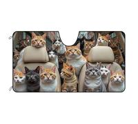 BAGEYOU Parasole per parabrezza anteriore per auto con decorazione di gatti carini, parasole per veicolo, riflette i raggi UV, protettore solare, mantiene fresco il veicolo, 1,3 m x 0,7 m