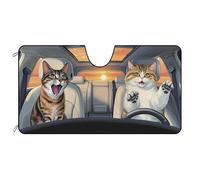BAGEYOU Parasole per parabrezza anteriore per auto con decorazione gatto egiziano e gatto americano a pelo corto, riflette i raggi UV, protegge dal sole e mantiene fresco il veicolo, 1,3 m x 0,7 m