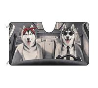 BAGEYOU Parasole per parabrezza auto, Husky, per coppie, parabrezza anteriore, parasole, protezione dai raggi UV, per mantenere il veicolo fresco, 130 x 68 cm