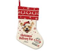 BAGEYOU Pembroke Welsh Corgi Cane con cappello di Babbo Natale Decorazione Calza di Natale Consegna speciale per Natale Renna Fiocco di Neve Decorazione Personalizzata Appeso Calze per Home Party