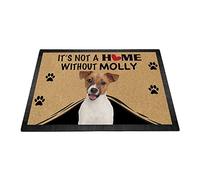 BAGEYOU Zerbino con cane Jack Russell Terrier, con scritta in inglese "It's Not a Home without Dog", personalizzabile, 60 x 40 cm