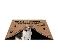 BAGEYOU Zerbino per esterni con nome del cane personalizzato con scritta in inglese "My Love Dog Beagle", con scritta in lingua inglese "Not Need to Knock" I Know You're Here, 60 x 40 cm
