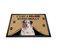 BAGEYOU Zerbino personalizzato con cane da pastore australiano "It's Not a Home Without Dog", tappetino decorativo per pavimento, 69,8 x 45 cm