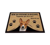 BAGEYOU Zerbino Personalizzato con Il Mio Cane Amore Basenji Non Hai Bisogno di Bussare Sappiamo già Che Ci Sei Tappetino 60 x 40 cm