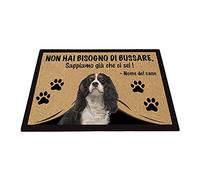 BAGEYOU Zerbino Personalizzato con Il Mio Cane Amore Cavalier King Charles Spaniel Non Hai Bisogno di Bussare Sappiamo già Che Ci Sei Tappetino 70 x 45 cm