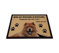 BAGEYOU Zerbino Personalizzato con Il Mio Cane Amore Chow Chow Non Hai Bisogno di Bussare Sappiamo già Che Ci Sei Tappetino 90 x 60 cm