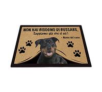 BAGEYOU Zerbino Personalizzato con Il Mio Cane Amore Rottweiler Non Hai Bisogno di Bussare Sappiamo già Che Ci Sei Tappetino 60 x 40 cm