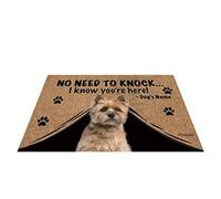BAGEYOU Zerbino personalizzato con nome del cane con il mio amore cane Cairn Terrier, tappetino di benvenuto non c'è bisogno di bussare so che sei qui, 59,9 x 40 cm