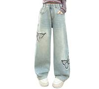 Baggy Jeans da bambina Pantaloni in denim Classici Gamba dritta Adolescente Ragazza Jeans Bootcut Pantaloni lunghi con Tasche Tempo libero Retro Hip Hop Streetwear Sport Primavera Estate Autunno