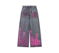 Baggy Jeans da Donna a Vita Alta, Jeans Donna Elasticizzati Gamba Larga Jeans Gotico Baggy Denim Pantaloni a Vita Alta Punk Sciolti Diritti Streetwear Jeans Donna Vita Alta per Ogni Occasione