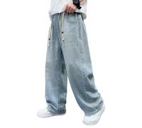 Baggy Jeans da Ragazzo Pantaloni in Denim retrò Comodi Tinta Vintage Y2k Streetwear Ragazzi Strappato Lavato Largo Comodo Casual