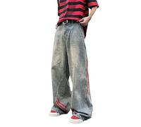 Baggy Jeans da uomo, a forma di gamba larga, Y2K, streetwear, pantaloni da jogging oversize, per adolescenti, ragazzi, pantaloni cargo larghi, pantaloni per il tempo libero, Blu-A., 3XL