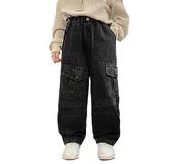 Baggy Jeans per ragazzi e bambini, a gamba larga, pantaloni in denim con elastico in vita e tasche, vestibilità larga, elasticizzati, casual, per ragazzi, alla moda, per primavera, autunno, tempo
